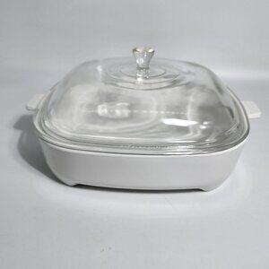 Vintage Corning Ware White MW-16 Pyrex Dome Lid Microwave Browning Dish White Cl